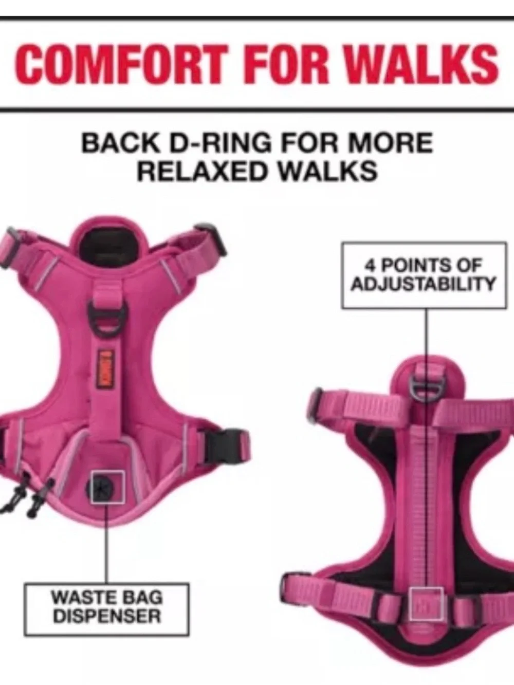 KONG Ultra Durable Dog Harness Pink Purple Reflector Medium